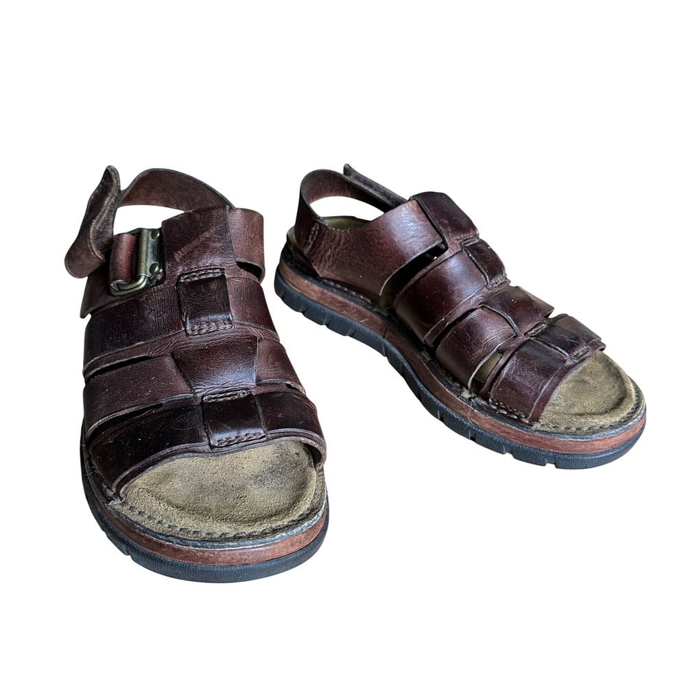 Timberland Mens Brown Leather Fisherman Sandals 8.5M 65042 Cage Strappy‎ Buckle